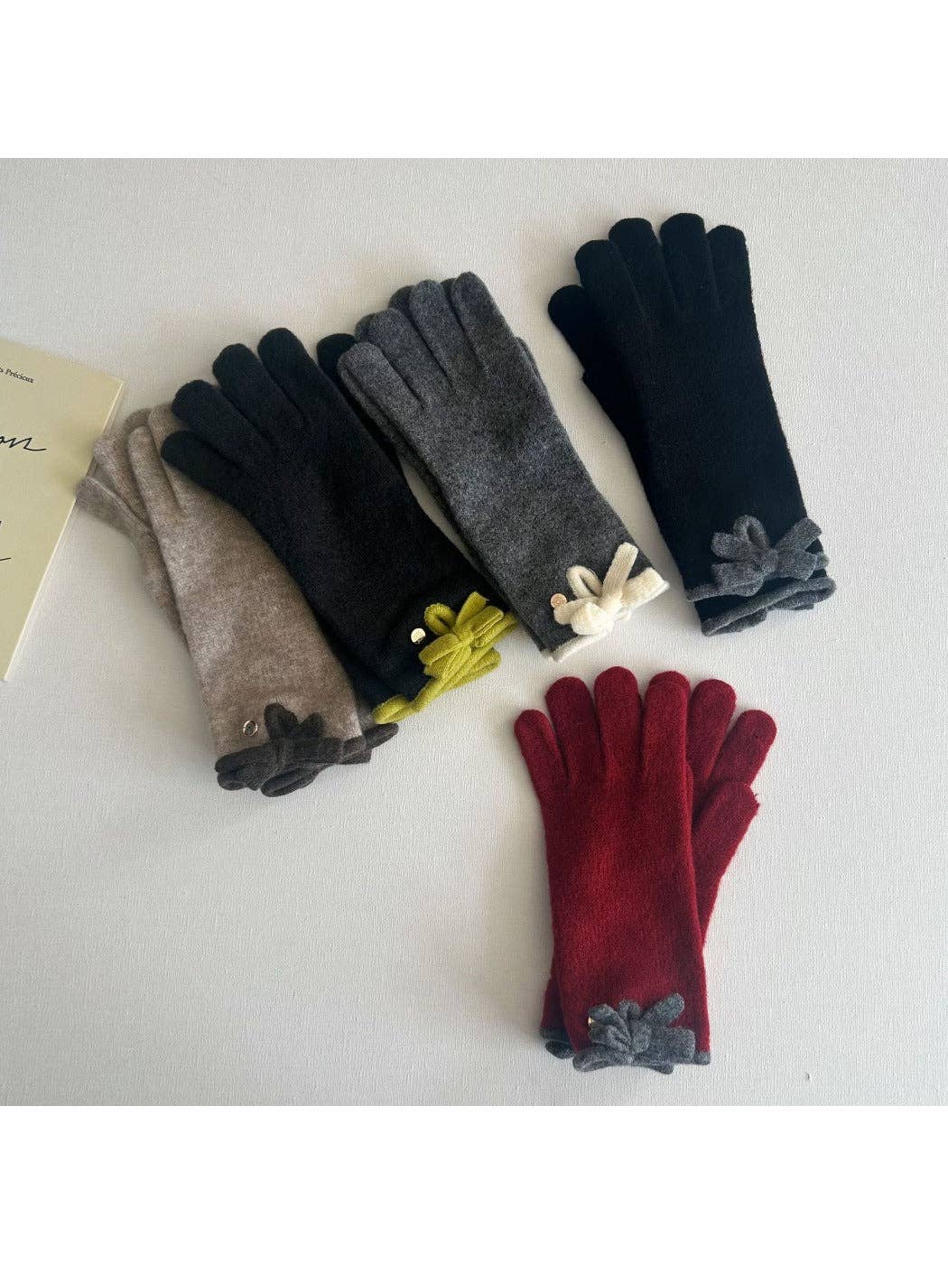 Funkyrel® Atzbranding Limited – Engroshandel Handsker - Dame – Gloving - Søde Strikkede Handsker med Sløjfe & Touchscreen7