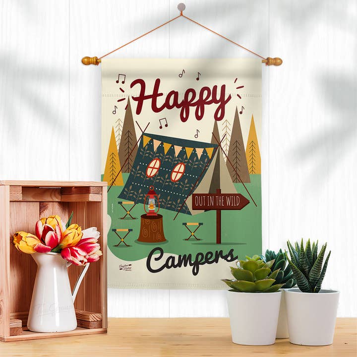 Two Group Flag Co – Bandeira por atacado – Bandeira de decoração de acampamento ao ar livre feliz campistas2