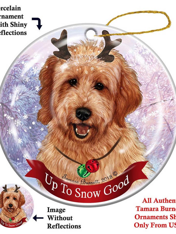 Holiday Pet Gifts Goldendoodle Red Christmas Ornament voor wholesale door Pet Gifts USA, LLC