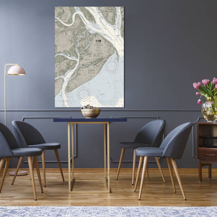 Carta nautica di Hilton Head Island, Carolina del Sud per la vendita all'ingrosso da parte di The Nautical Chart Co.