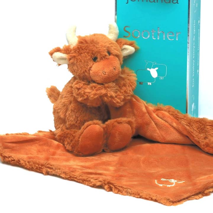 Jomanda Soft Toys & Accessories - Wholesale Stuffed/plush toy – Kids & baby - Highland Cow Plush Baby Soft Toy Soother Comforter 29cm2
