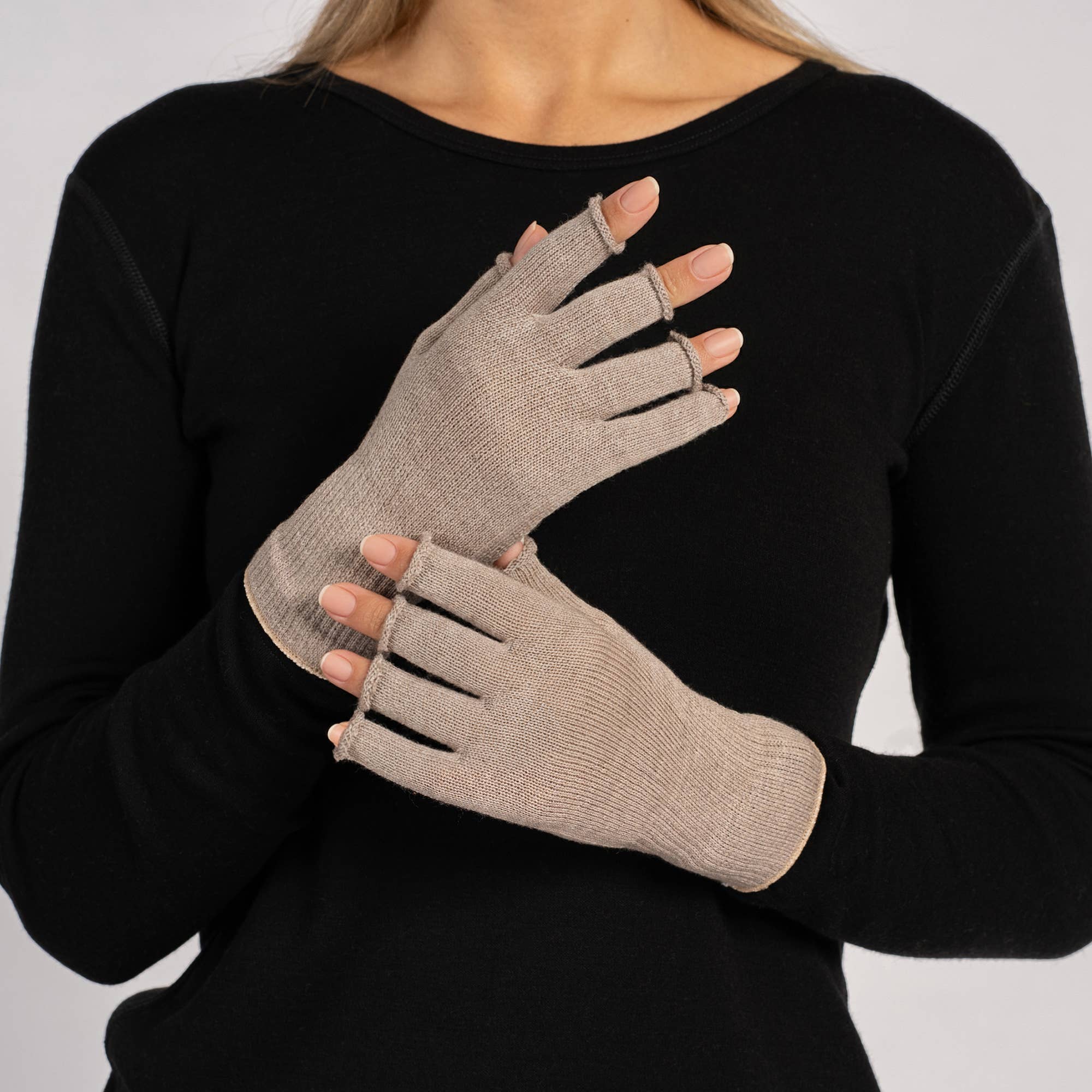 menique – Luvas - Mulher por atacado – Luvas de Forro Sem Dedos de Lã Merino para Mulheres6