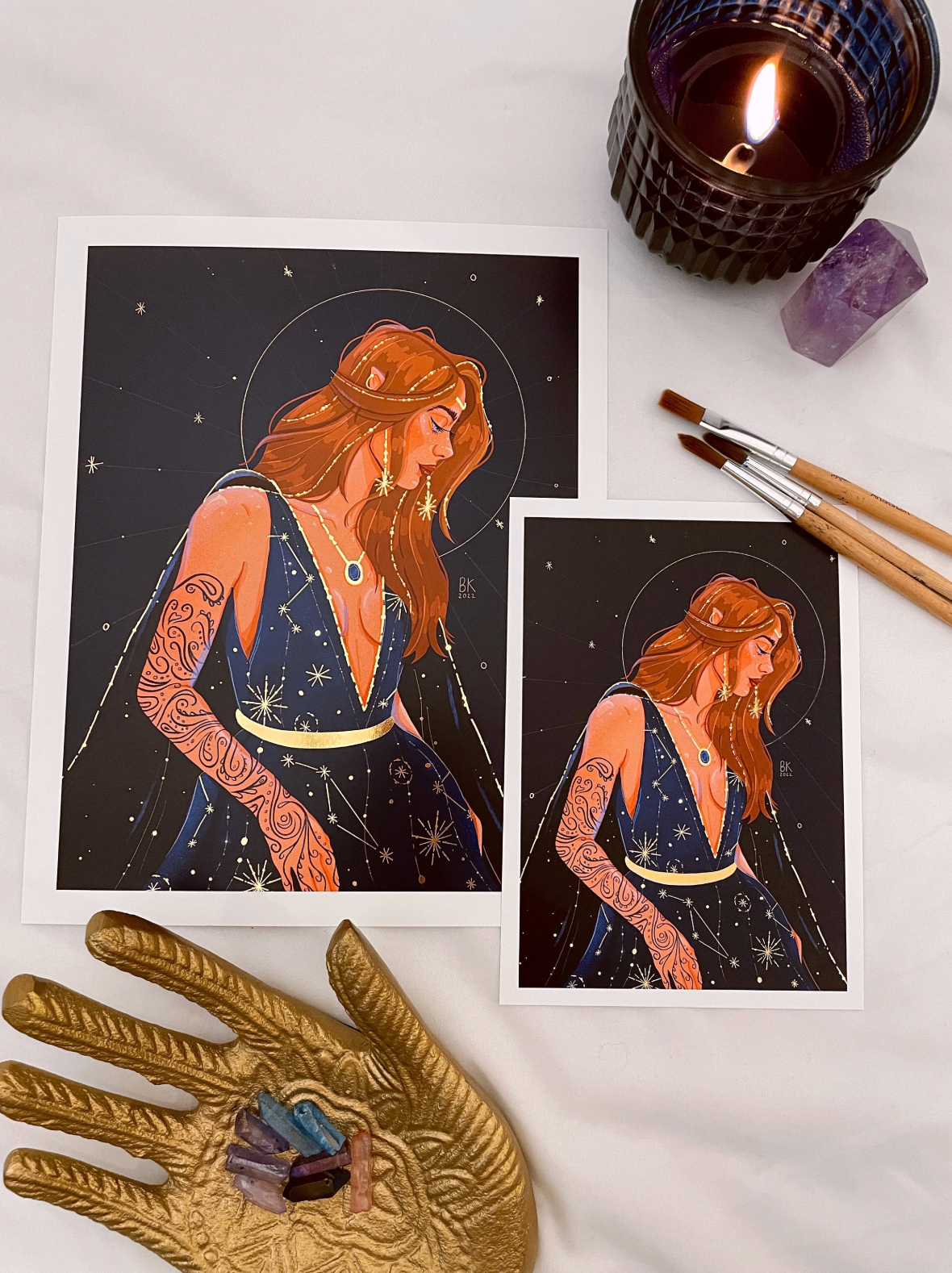 Brittany Keller Art - Wholesale Art Print - Feyre Gold Foil Print1