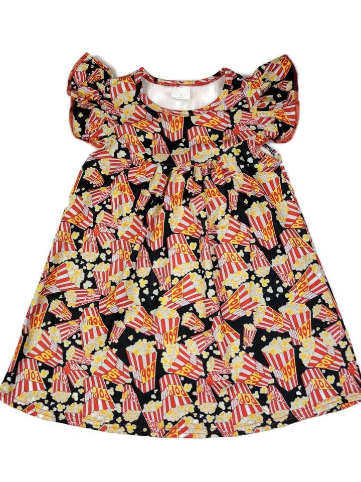 Popcorn Milk Silk Flutter Dress for wholesale by Great Lakes Kids Apparel