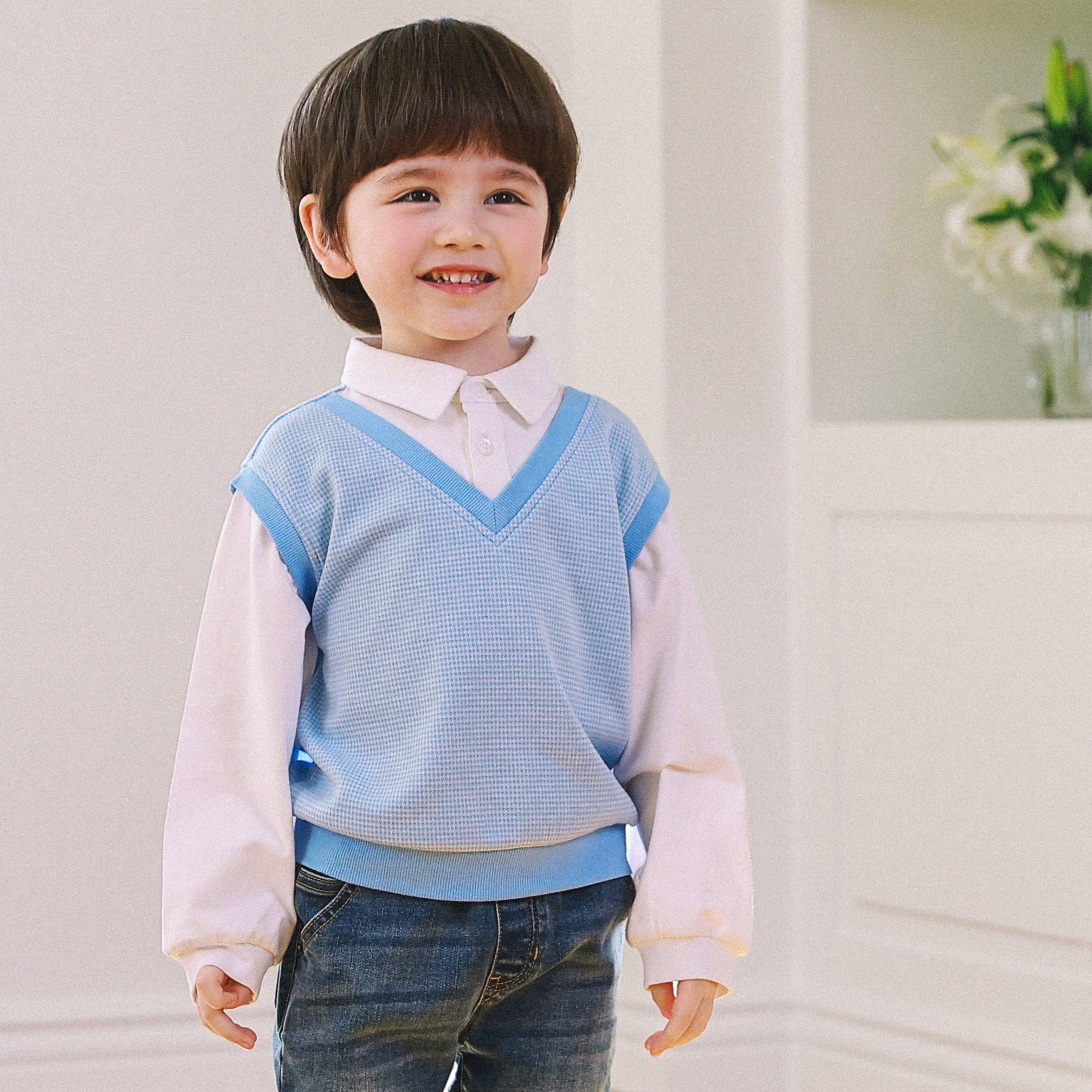 ToTo Heros - Wholesale T-Shirt - Kids - Layered Collared Shirt & Vest Combo Top1