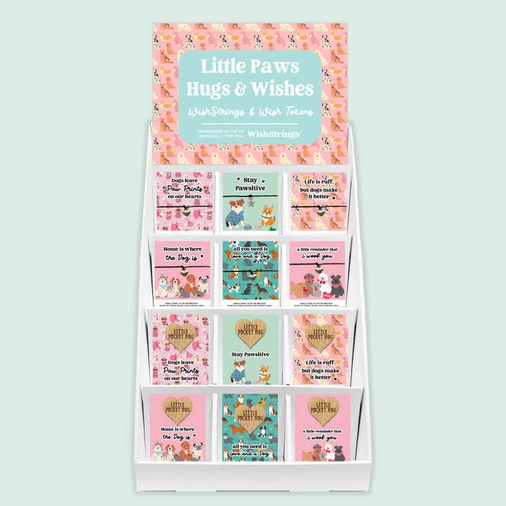 LittlePaws (Chiens) WishStrings & Pocket Hugs - Présentoir de Comptoir Pré-rempli pour la vente par WishStrings