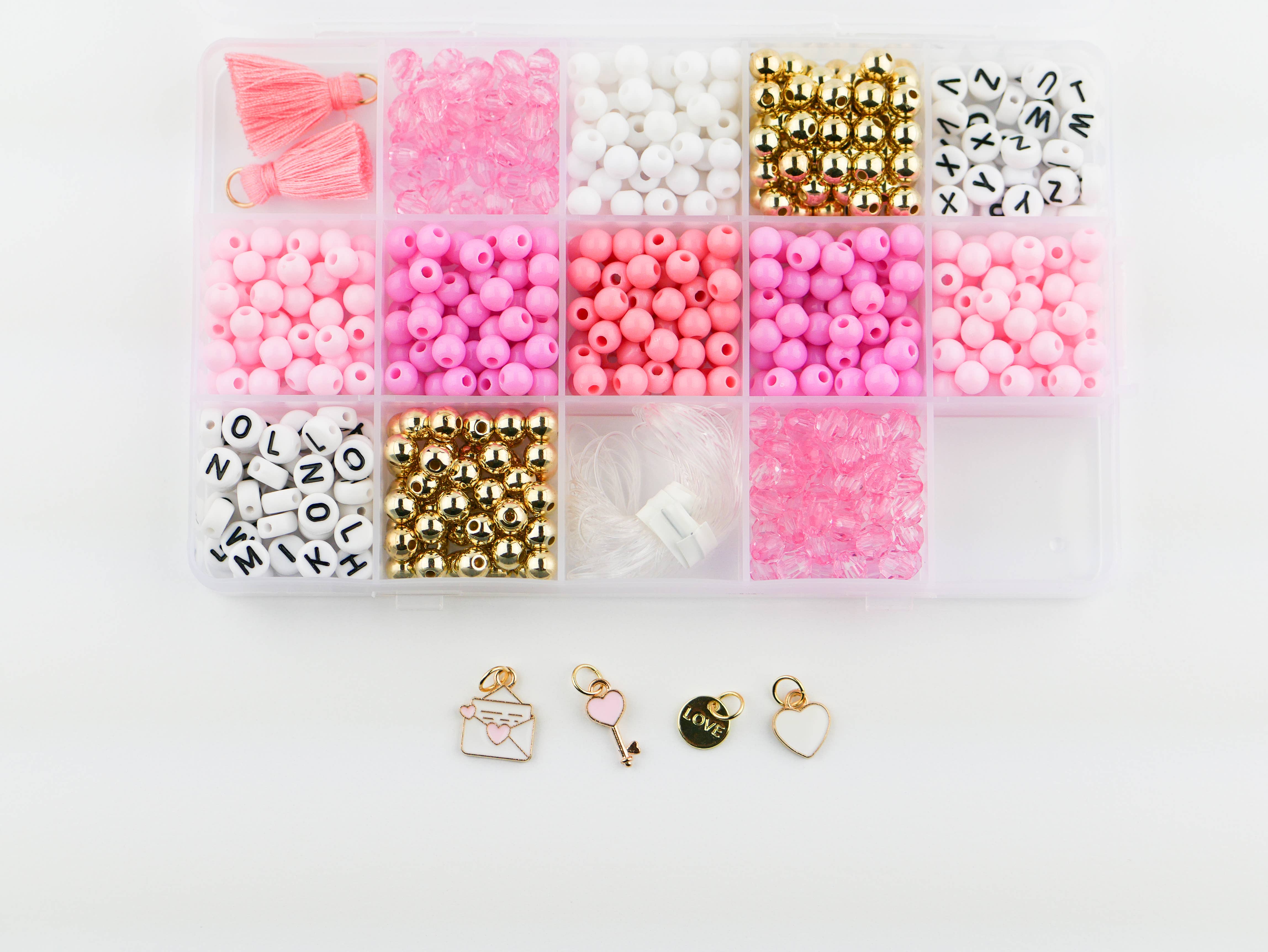 Stacked Sweetly - Wholesale DIY Craft Kit - I love You DIY Stretchy Bracelet Craft Kit6