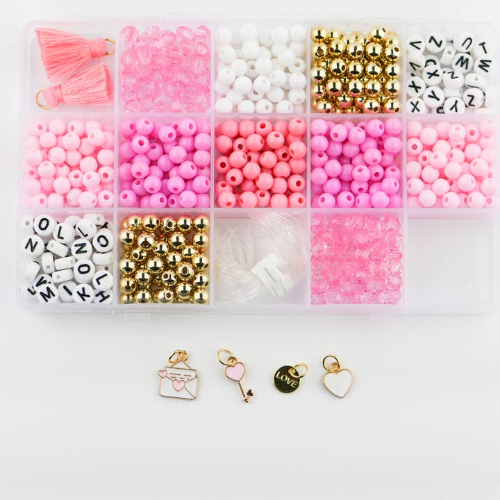 Stacked Sweetly - Wholesale DIY Craft Kit - I love You DIY Stretchy Bracelet Craft Kit6
