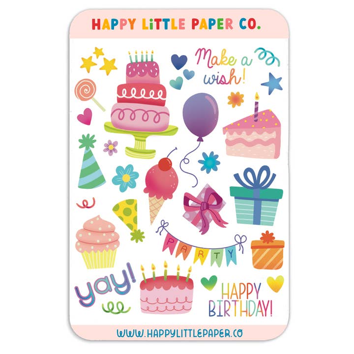 Birthday Sticker Sheet for wholesale by Happy Little Paper Co