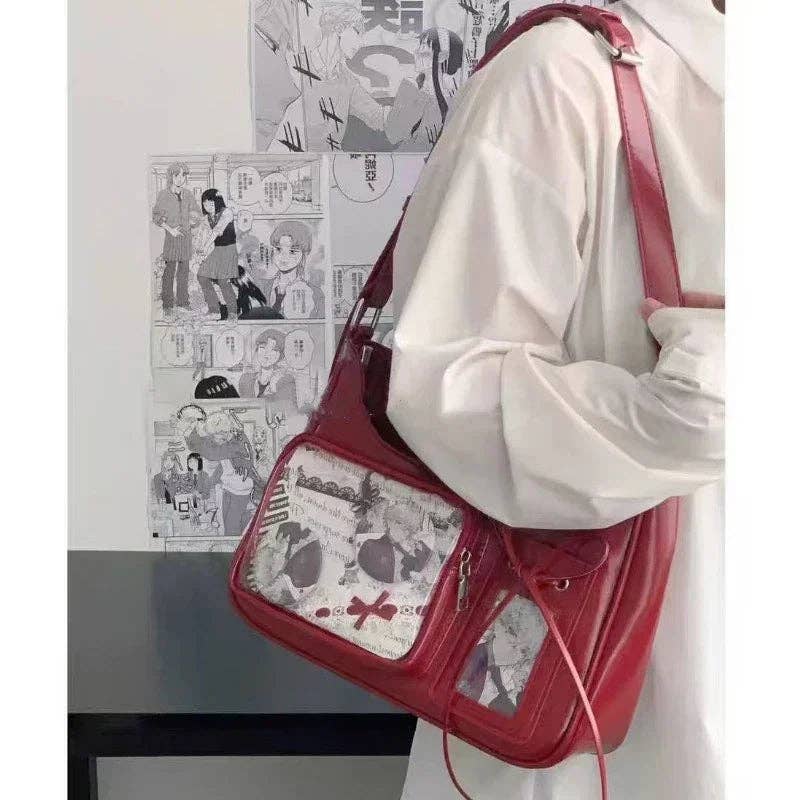 CandBBaby – Großhandel Umhängetasche - Damen – Y2k Harajuku Schultertasche Damen Koreanische Transparente Ita Tasche Schul-Umhängetasche Weibliche Japanische Designer Preppy Handtasche Geldbörse0