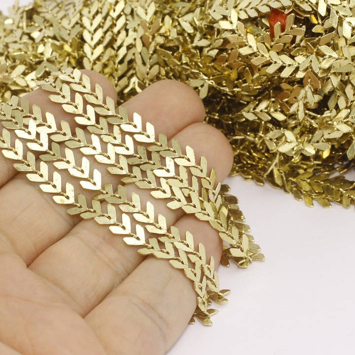 Chaînes flèches en laiton brut de 6 mm, chaîne chevron, BXB133-4 pour la vente par QueenJewelryM