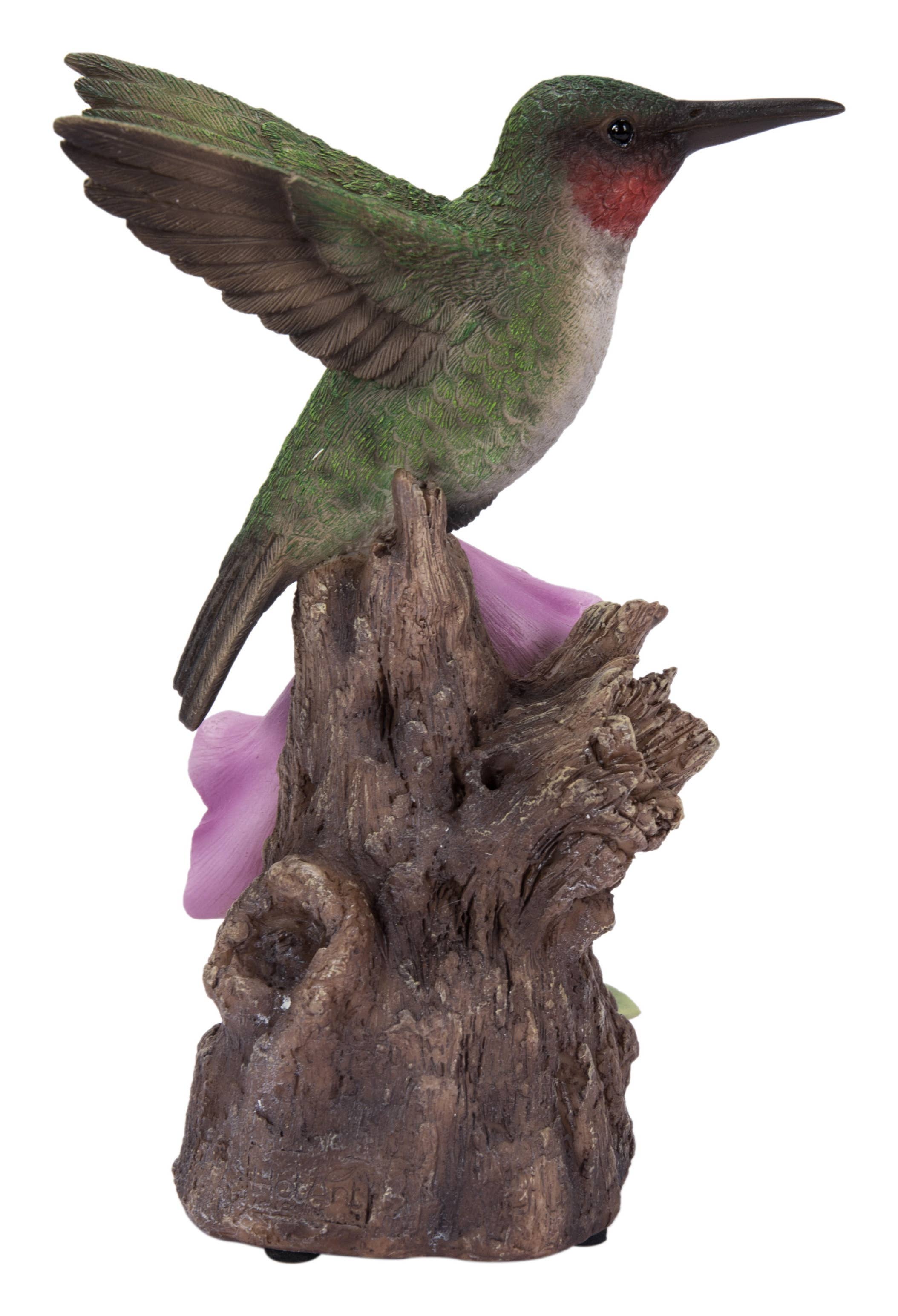 Hi-Line Gift Ltd. - Wholesale Decorative Figurine - Motion Activated Singing Hummingbird On Foxglove1