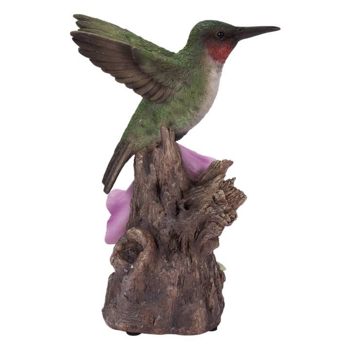 Hi-Line Gift Ltd. - Wholesale Decorative Figurine - Motion Activated Singing Hummingbird On Foxglove1