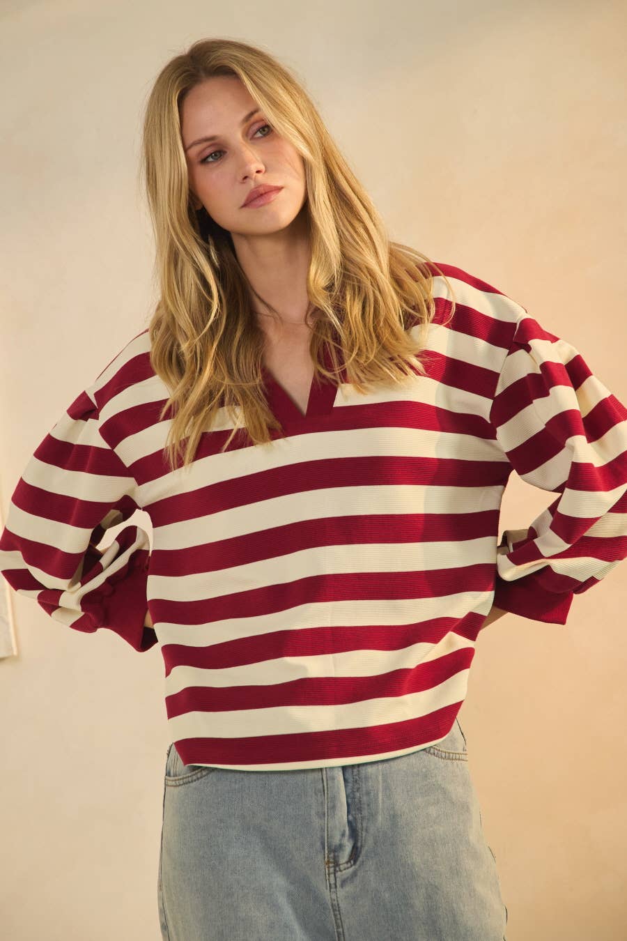 Oddi - Wholesale Sweatshirt - Women's - Striped Ottoman Pullover1
