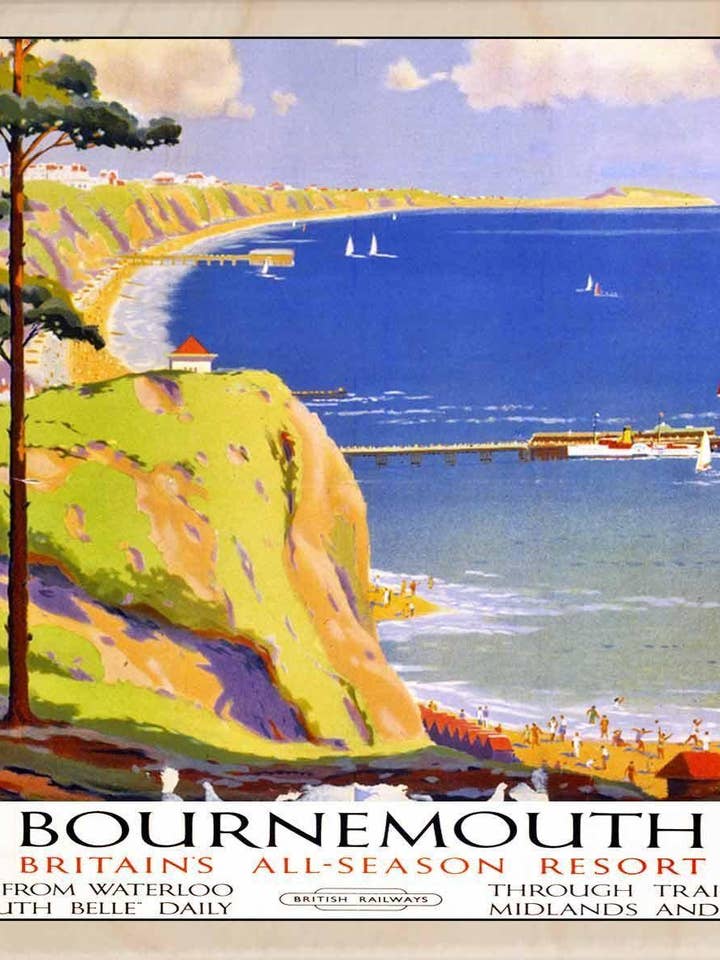 Bournemouth, Dorset - Træpostkort, træmagnet for engroshandel hos THE WOODEN POSTCARD COMPANY