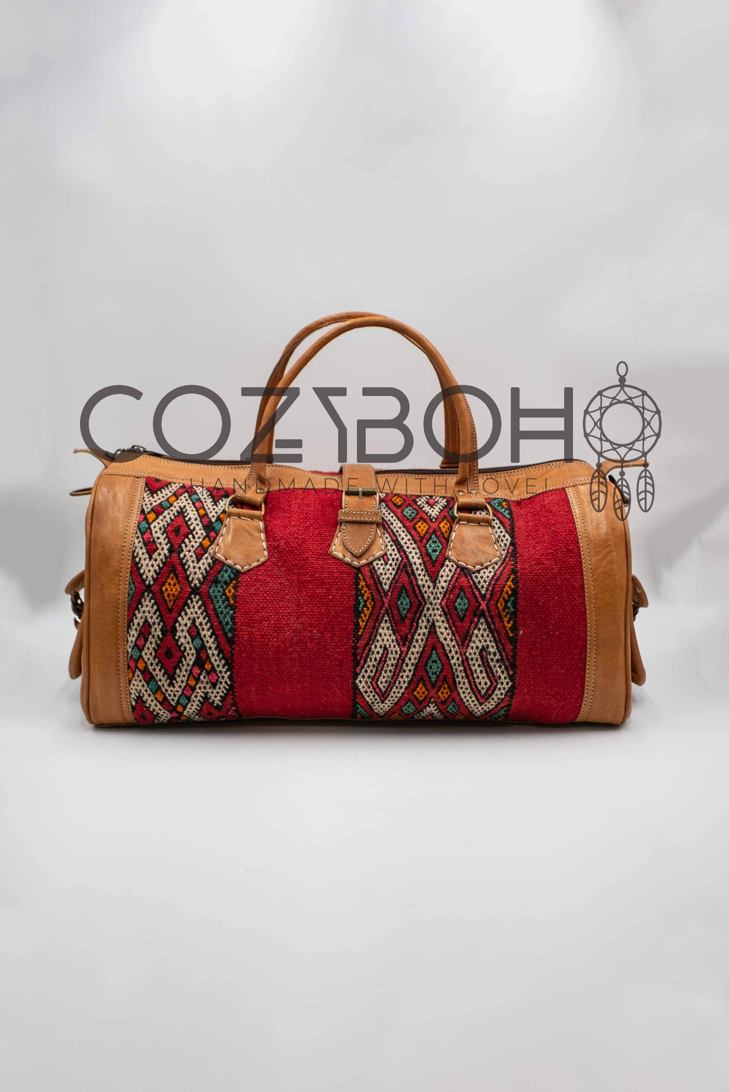 CozyBoho – Saco de viagem - Mulher por atacado – Saco de fim de semana CozyBoho™ Kilim/Bolsa de viagem/Bolsa de couro9