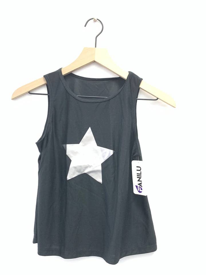 Silver Star Black Ripped Tank for wholesale by Fanilu