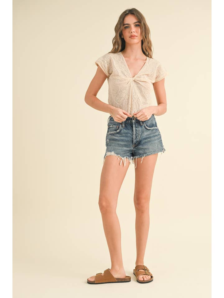 MIOU MUSE - Wholesale Knit Top - Women's - T3750 TEXTURED EMBROIDERED STYLE KNITTED TOP