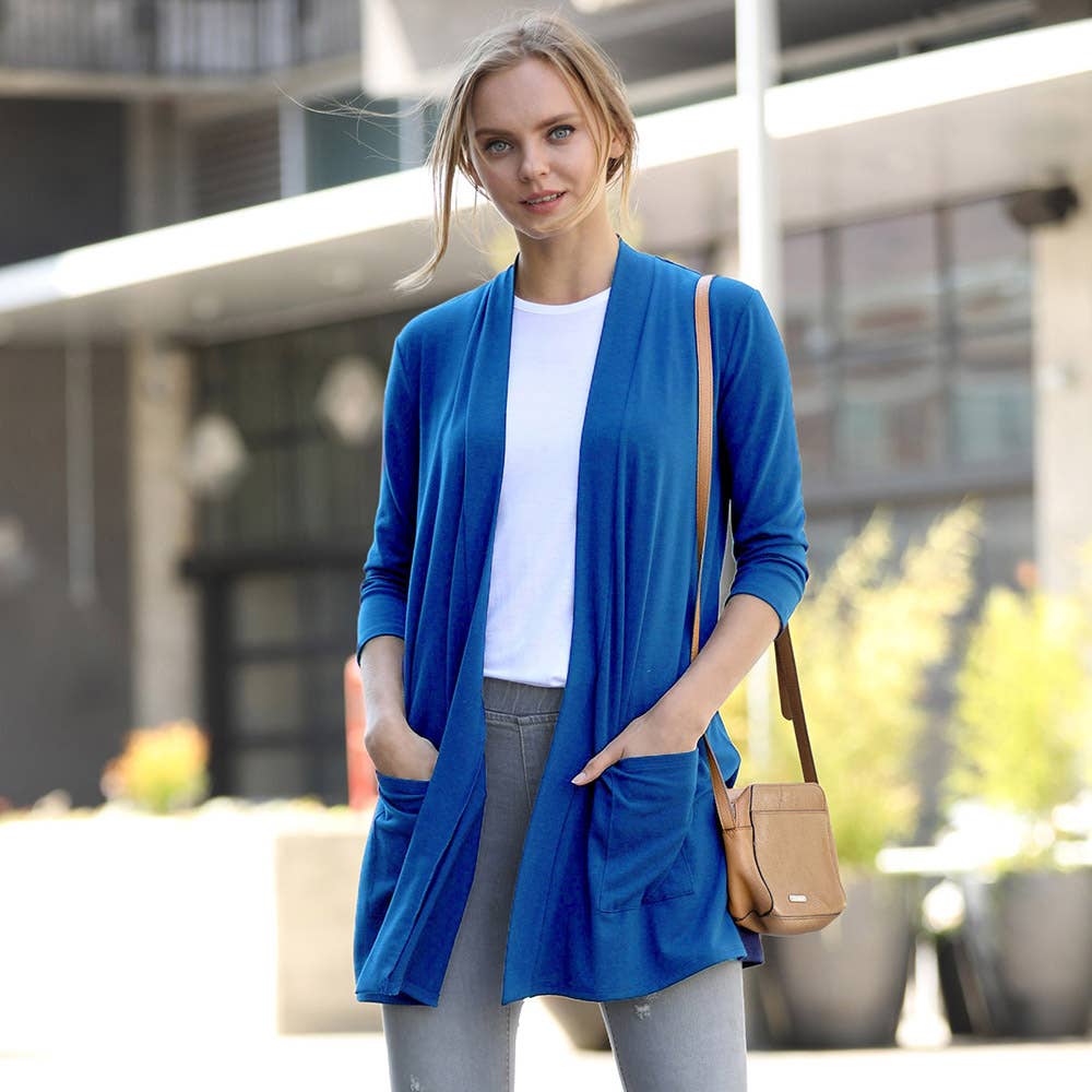 42POPS - Wholesale Cardigan - Women's - `.SI-15644 Slouchy Pocket Open Cardigan6