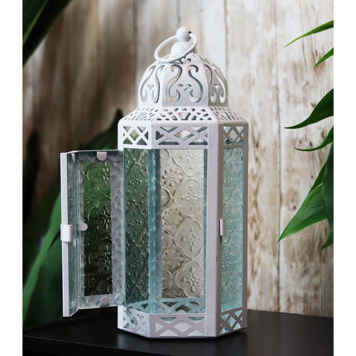 WholesaleMart - Wholesale Candle Holder - White Moroccan Candle Lantern, Medium2