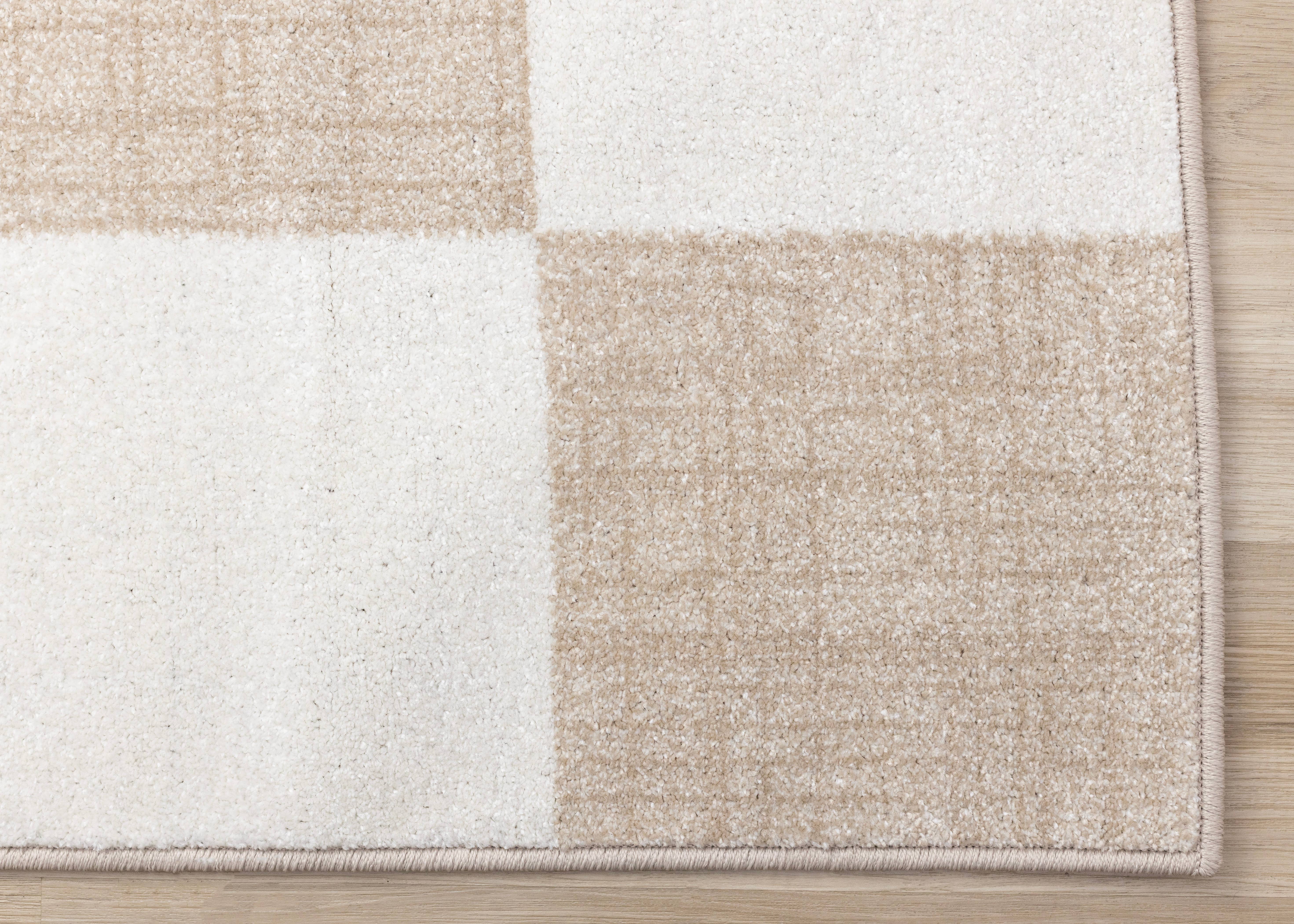 Century Cream Beige Checkerboard Pet-Friendly Area Rug for wholesale on Faire11