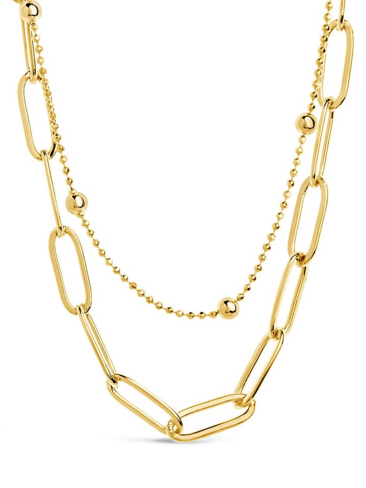 Leah Beaded & Paperclip Layered Chain Necklace for wholesale by Sterling Forever