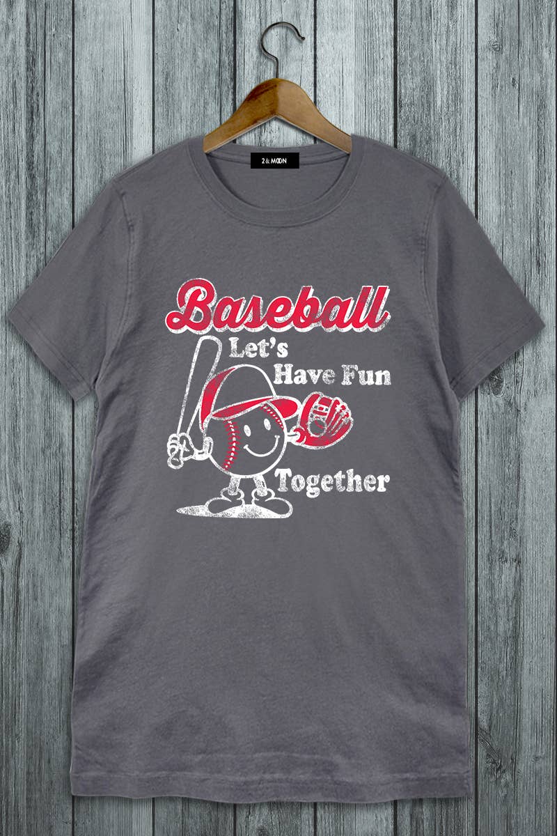 2&moon - Wholesale Screen Printed T-Shirt - Women's - Plus Size Let's Have Fun Together Baseball Graphic Tee2