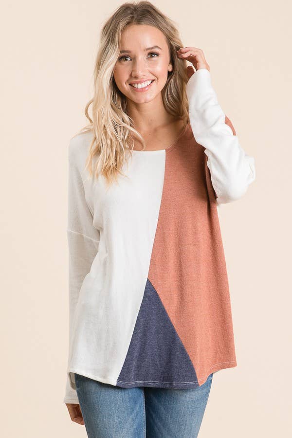 lovely melody - Vente Haut en maille – femme - LMT124 - Haut en maille colorblock en cachemire 8