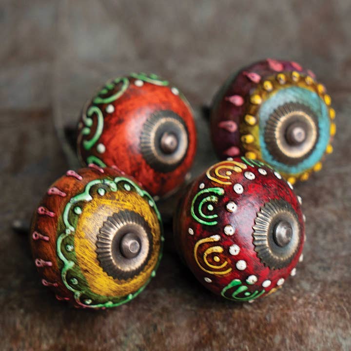 Namaste - Wholesale Knob/Pull - Ceramic Hand Painted Antique Finish Door Knob