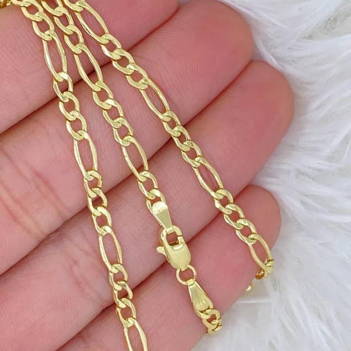 Karrbear - Wholesale Schakelketting - 14K massief geelgouden Figaro-ketting 3.50 mm Italië