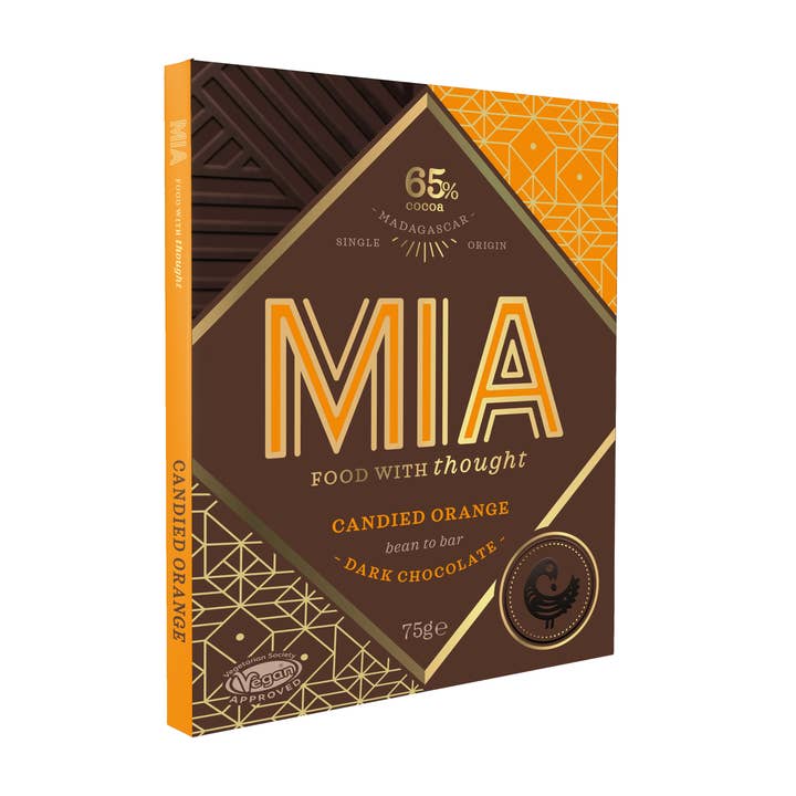 KANDERAD APELSIN MÖRK CHOKLAD - VEGAN, FAIRTRADE (75G) för wholesale av MIA