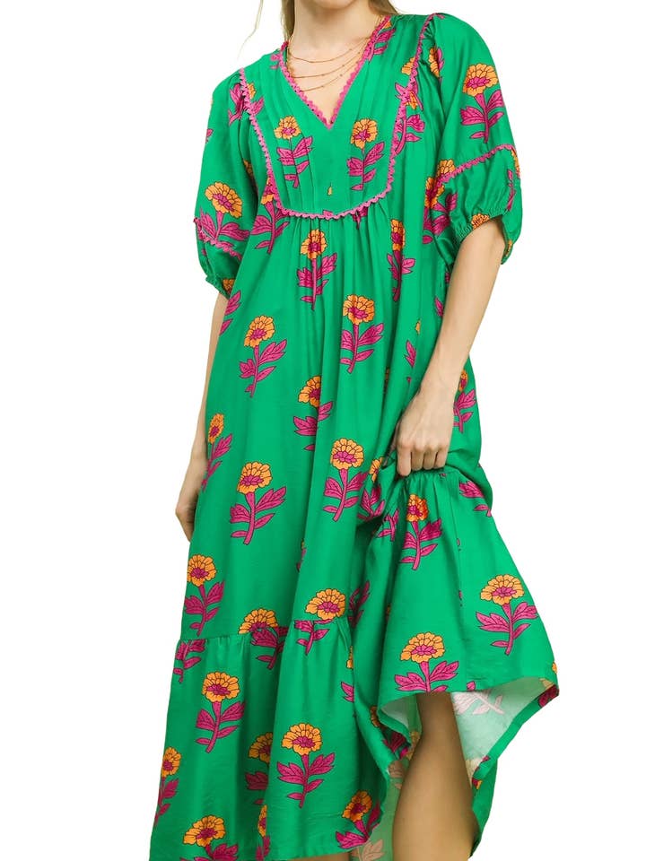 Midi-jurk met bloemen voor wholesale door Vanilla Monkey