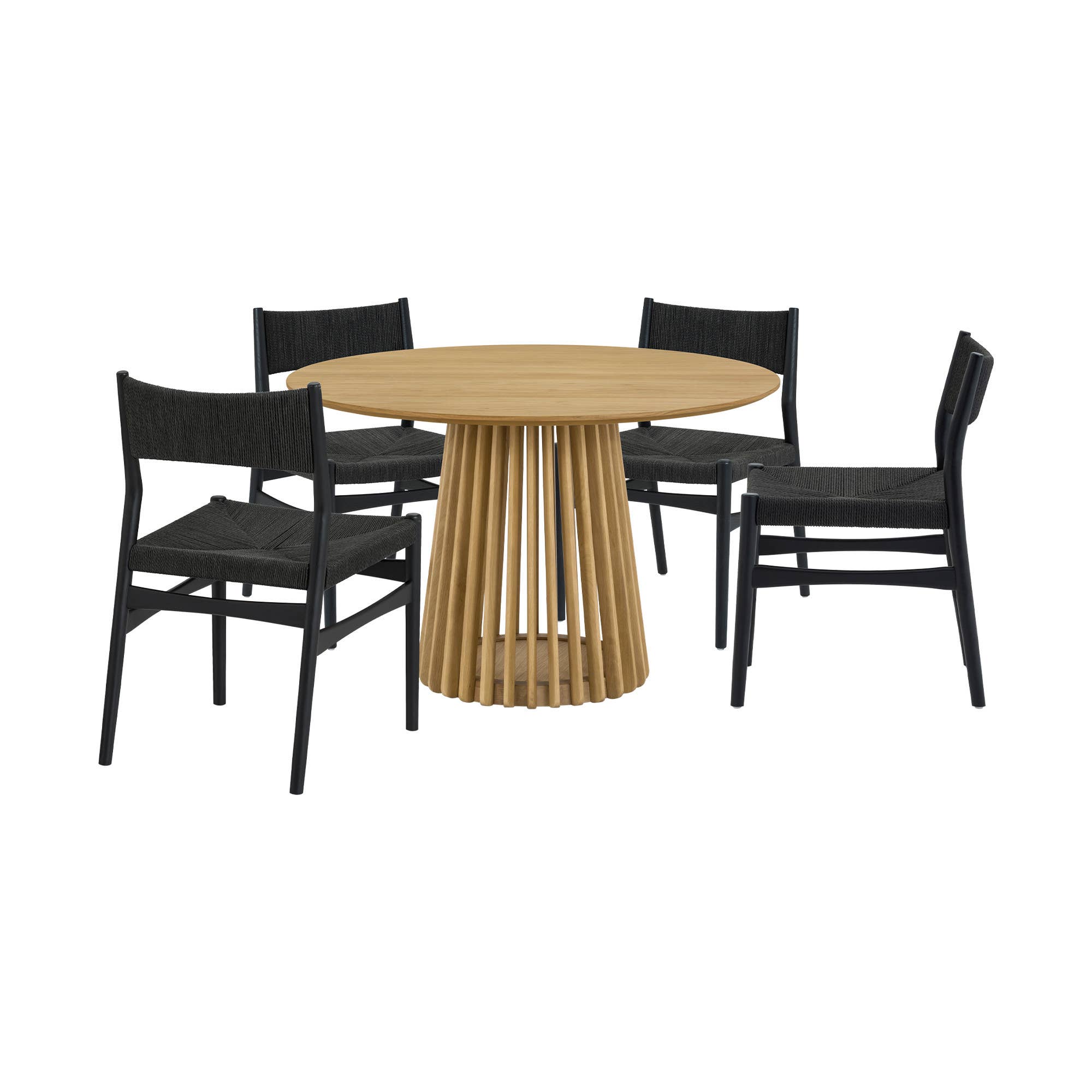 HomeRoots - Wholesale Dinnerware Set - Five Piece Oak Round Dining Set with Four Chairs5
