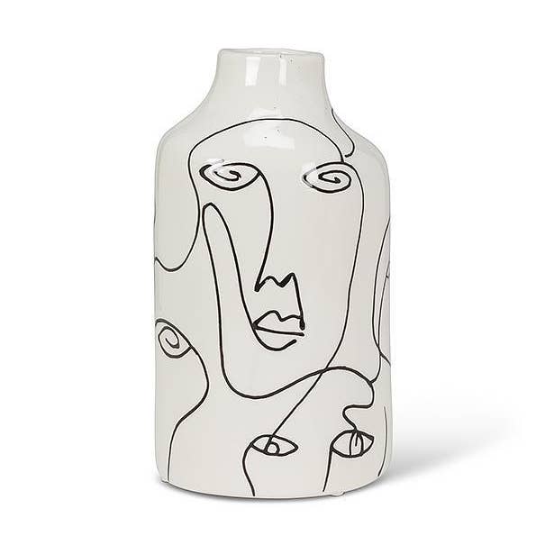 Middelgrote vaas met gezichten - 20 cm H voor wholesale door Abbott