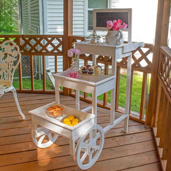 Sunnydaze Decor - Wholesale Chalkboard - White 3-Tier Fir Wood Plant Stand with Chalkboard