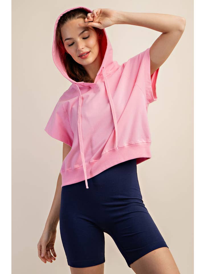 Rae Mode - Wholesale Hoodie - Women's - COTTON LYCRA SHORT SLEEVE HOODIE TOP27