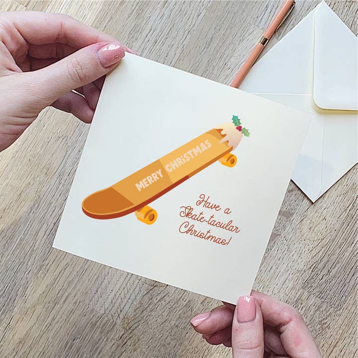 Skateboard Christmas Card for wholesale by Alphabet Studios