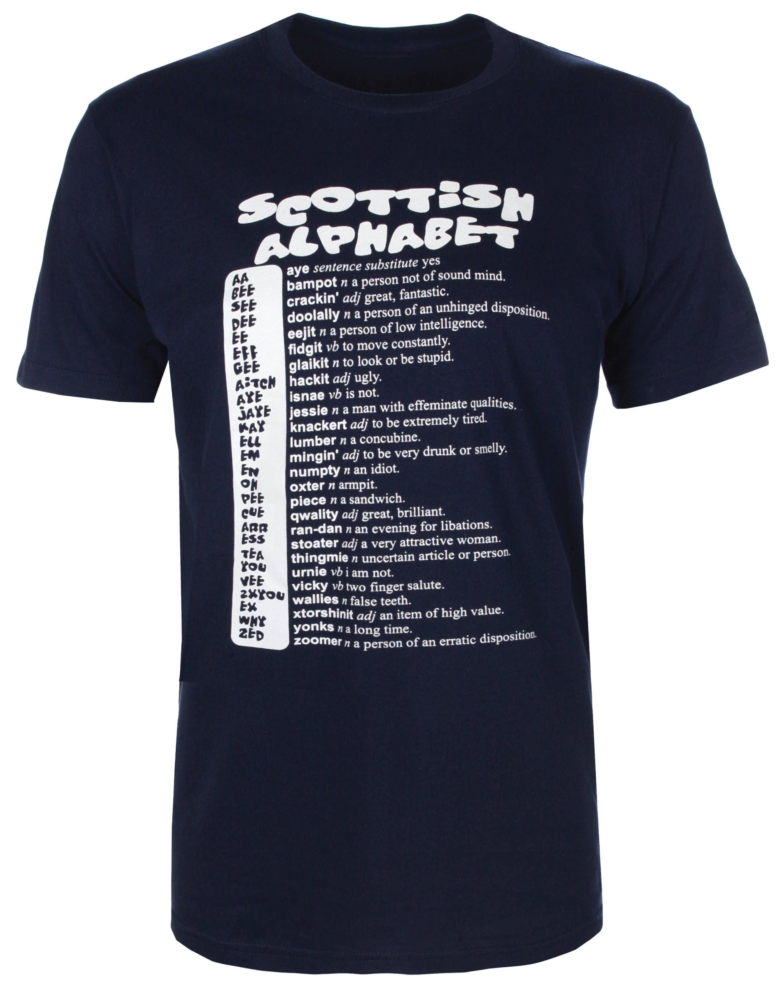 Brave Scottish Gifts – Engroshandel T-shirt med print - Unisex – Det skotske alfabet