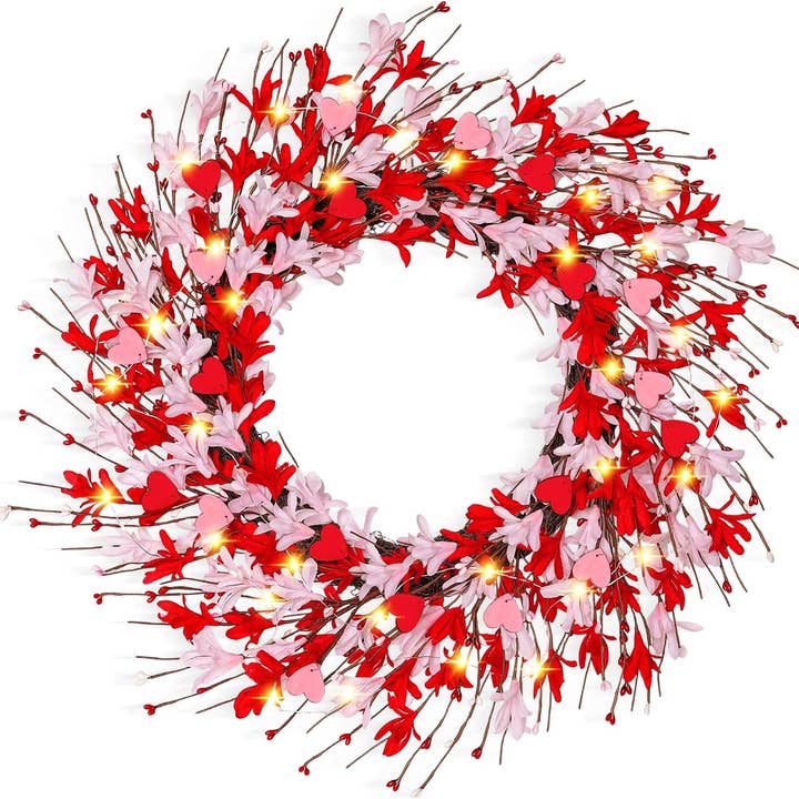 Cupids Valentine - 20" Hjertekrans - Lyser op for engroshandel hos Dunn Deals