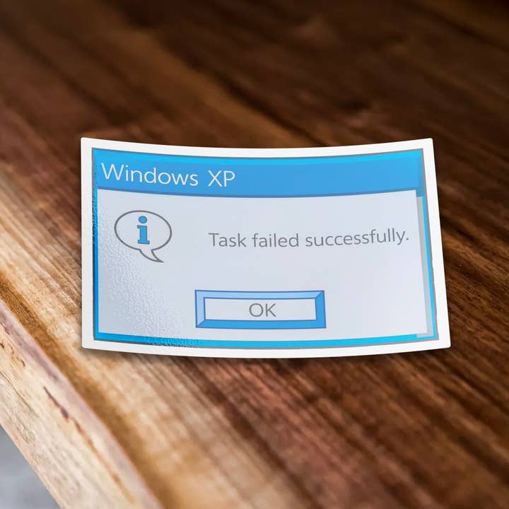 Sticker Bull - Wholesale Sticker - Windows XP Task Failed Successfully Funny Vinyl Sticker1