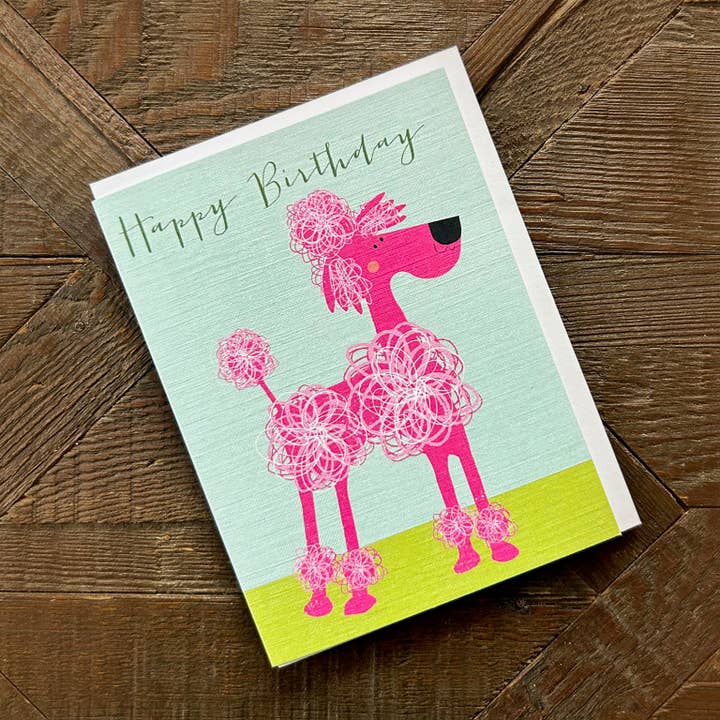 Kali Stileman Publishing - Wholesale Birthday Card - DG02 Mini Pink Poodle Birthday Card