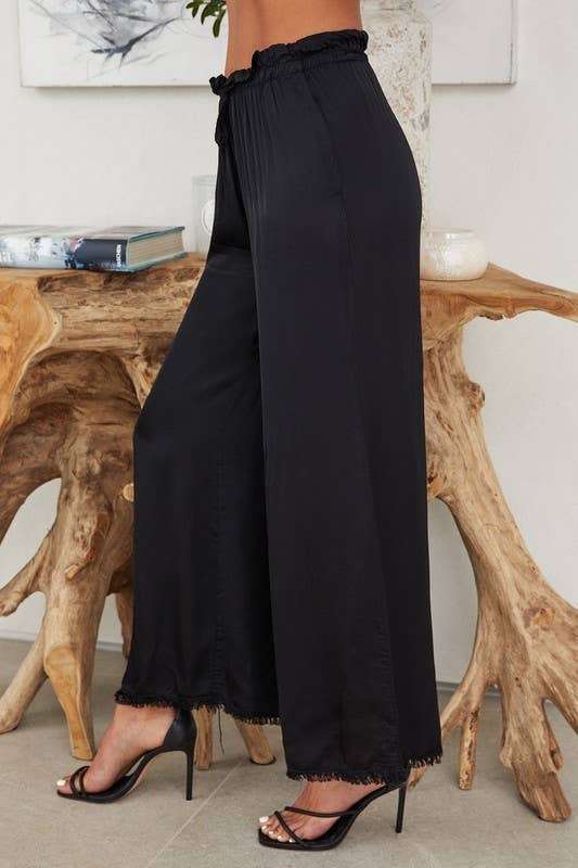 VENTI6 - Vendita all'ingrosso Pantalone - Donna - PANTALONI A GAMBA LARGA CON ORLO A FRANGE IN SETA ITALIANA (6109)18