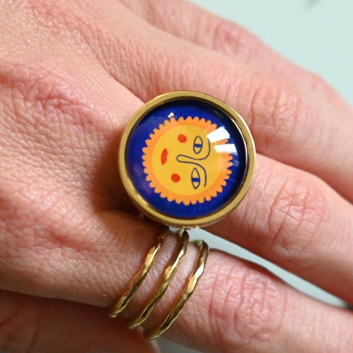 Bague Soleil finition dorée ou argentée pour la vente par Dans l'Air du Temps Bijoux