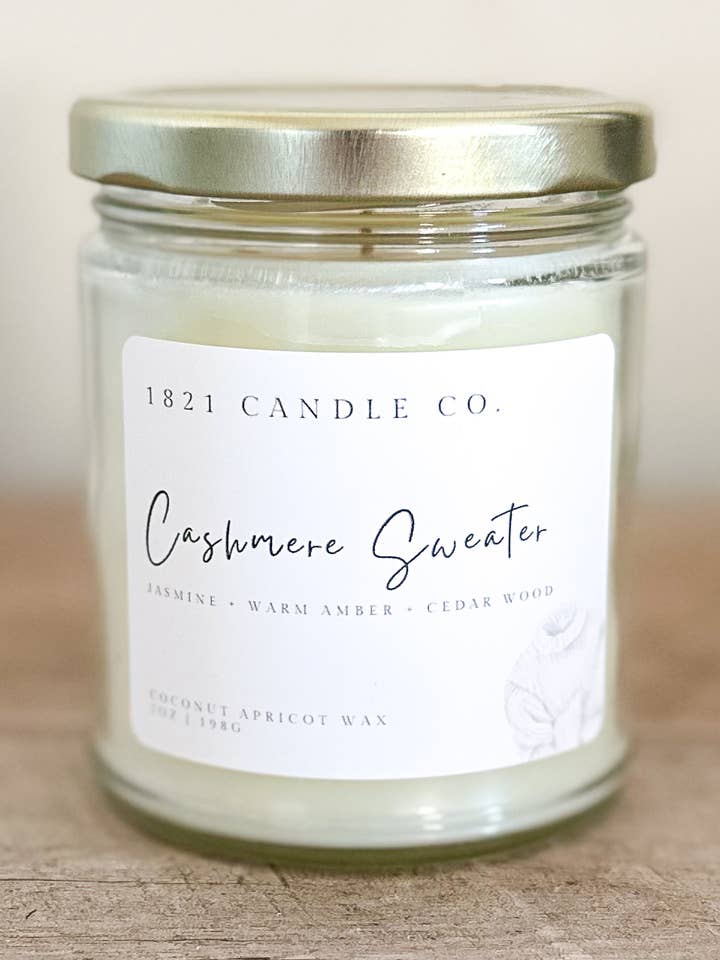 Cashmere Sweater 7oz Candle | Coconut Apricot Wax for wholesale by 1821 Candle Co.