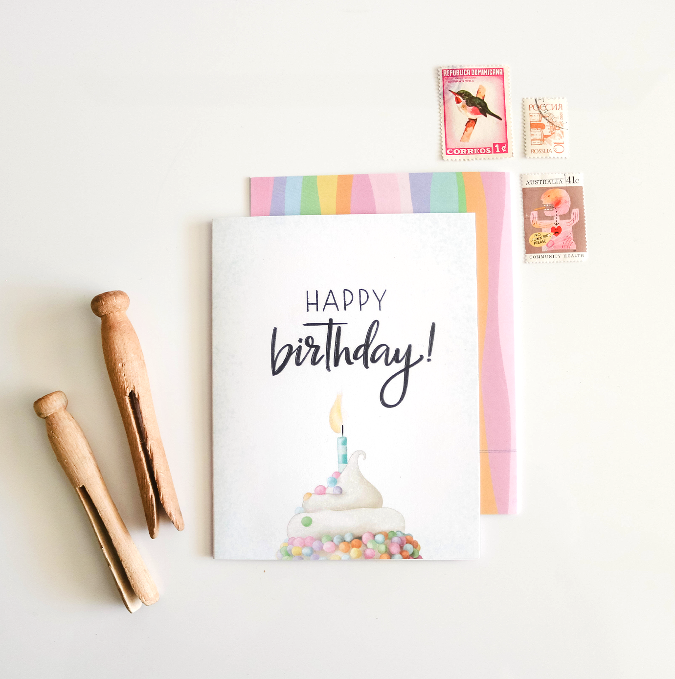 The Noble Paperie - Wholesale Birthday Card - Happy Birthday | Cupcake Cake Watercolor Fun Birthday Card2