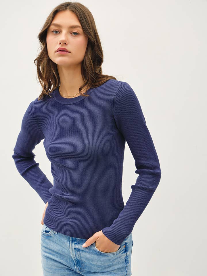 Be Cool - Wholesale Knit Sweater - Women's - CLASSIC CREWNECK LONG SLEEVE RIB SWEATER 10