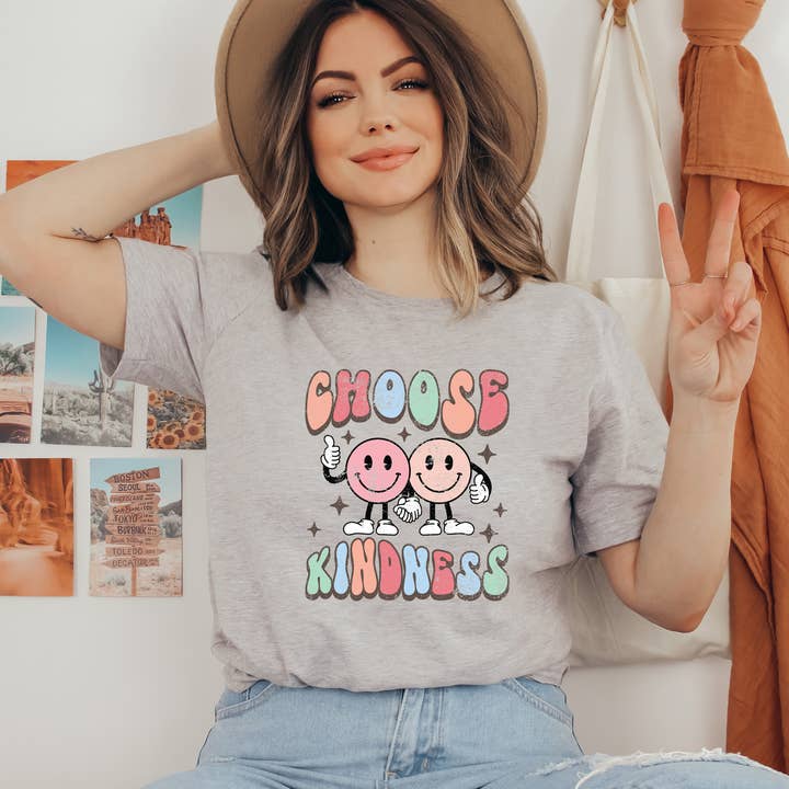 Lottie & Lysh - Wholesale Screen printed t-shirt – Women′s - Adults 'Choose Kindness' Slogan T-shirt0