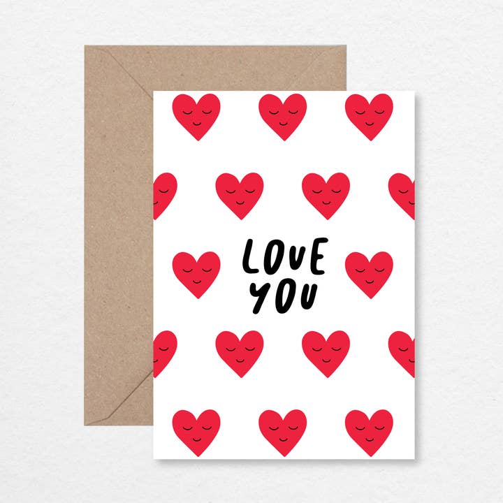 Love You Hearts A6 Valentines Card for wholesale by EK DESIGN