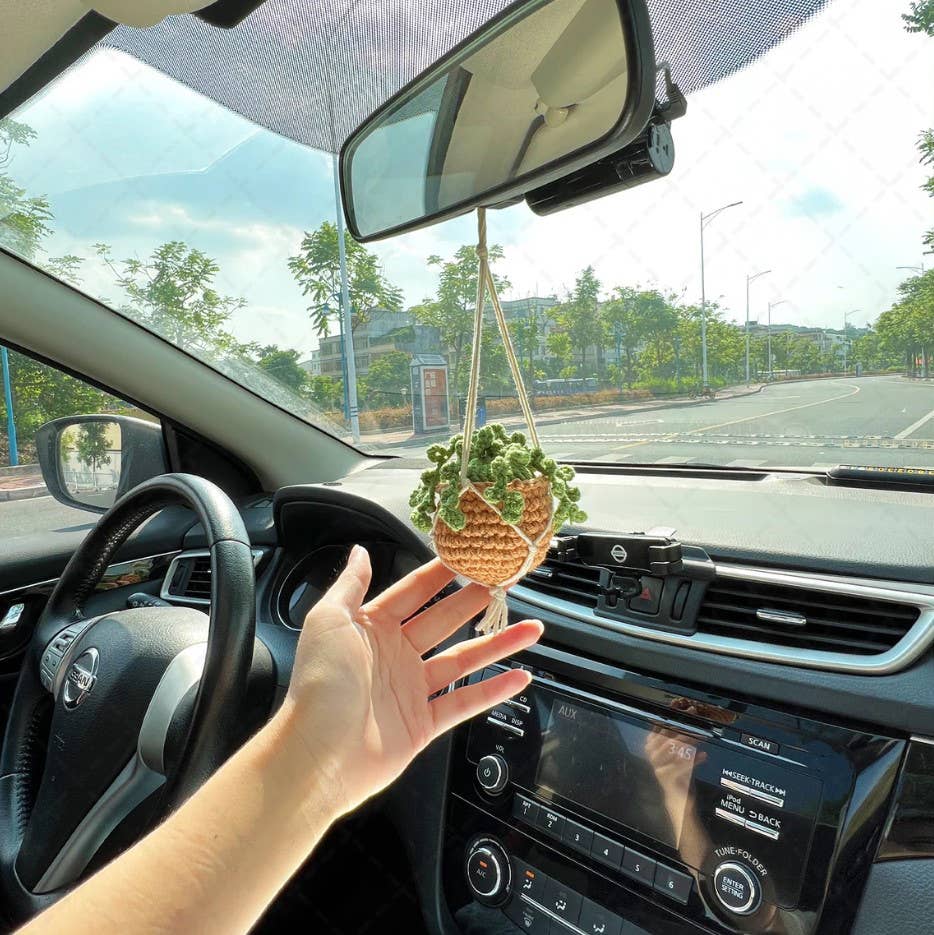 TOMOPOD LLC - Wholesale Car Decorative Charm - Women's - Crochet Car Plant Hanging Basket, Cute Car Decor for Women3
