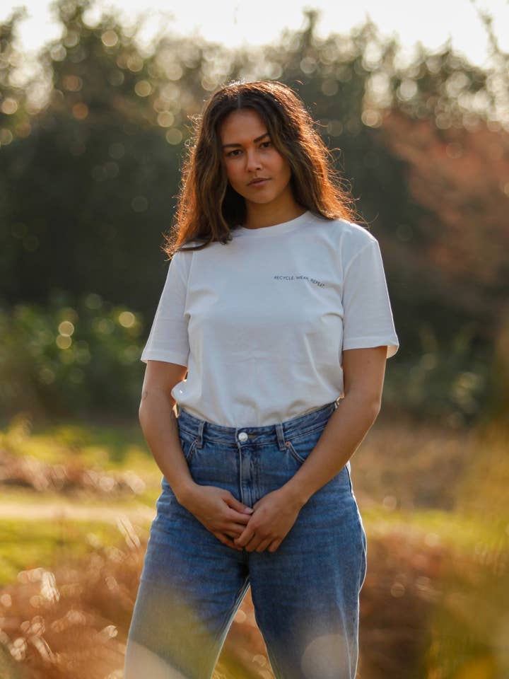 Økologisk bomuld t-shirt - RECYCLE. SLID. GENTAG. for engroshandel hos SAVE THE WAVE